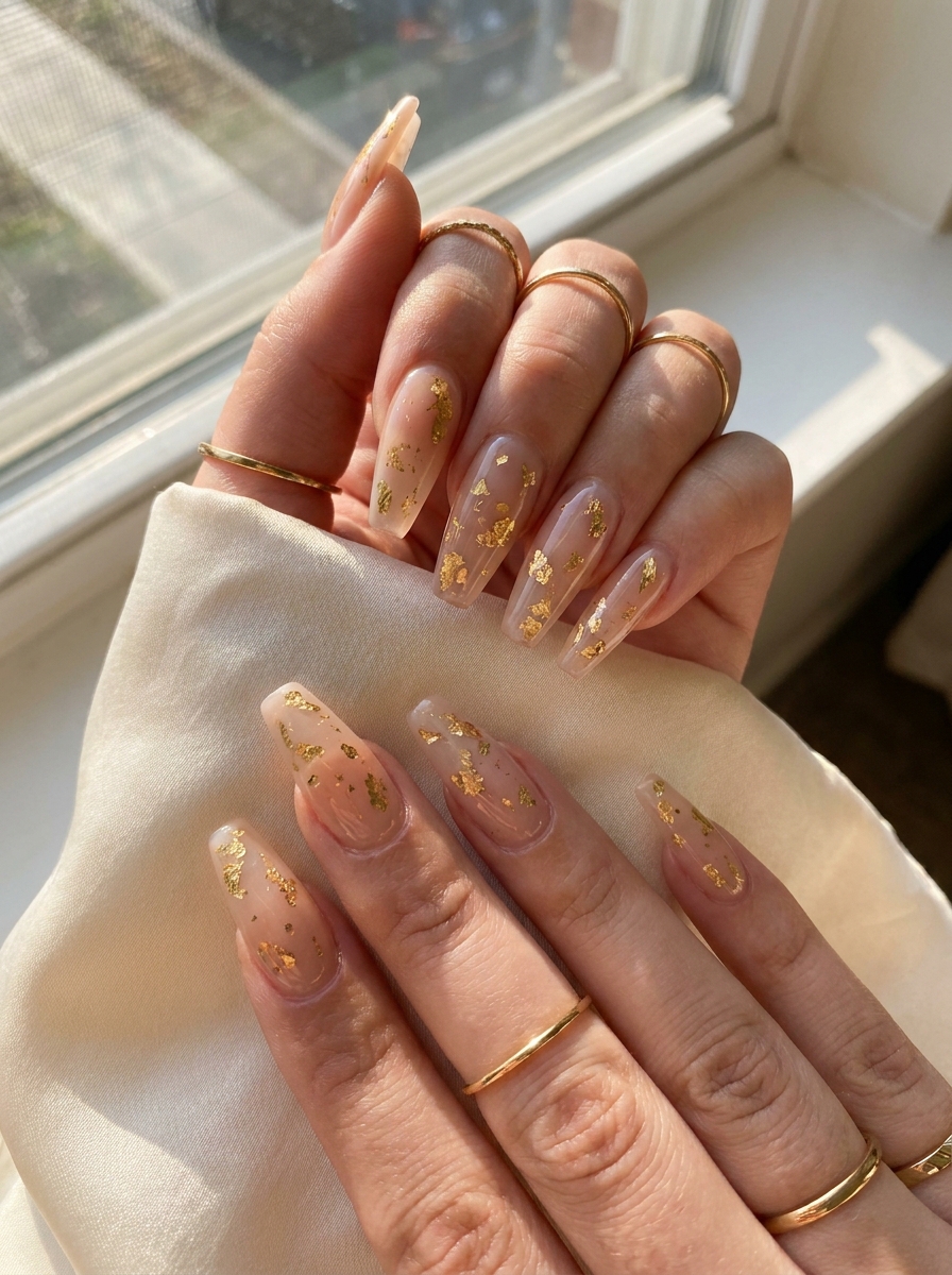 Gold Foil Ballerina Nägel